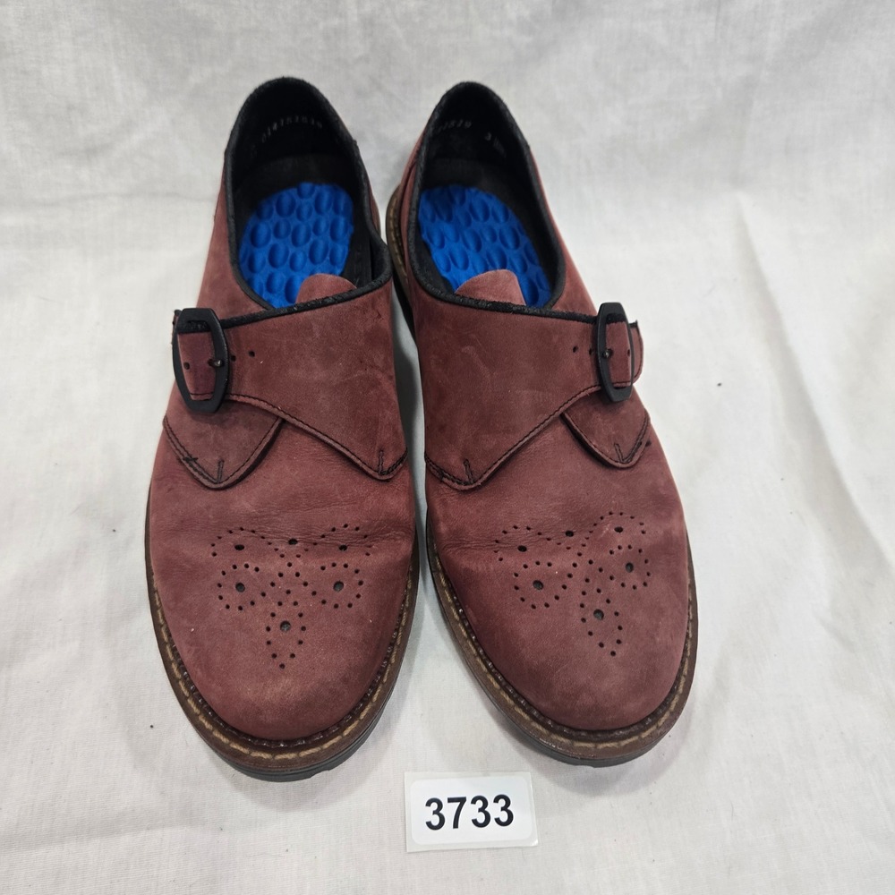 Rieker Burgundy Suede Wingtip Monk Strap Shoes Women's Sz 6